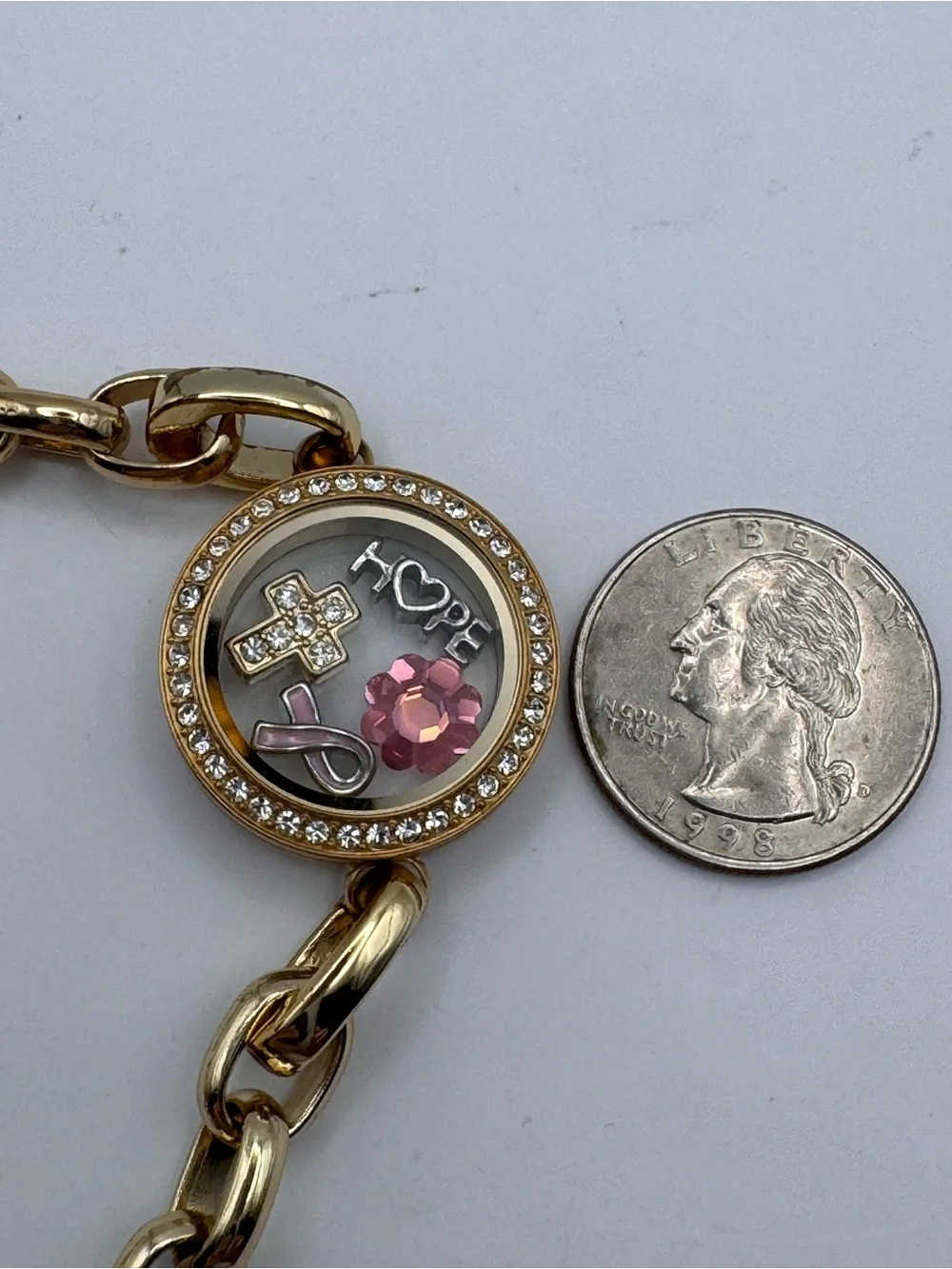 ORIGAMI OWL™️ Gold-Tone Floating Locket Bracelet W/ Charms